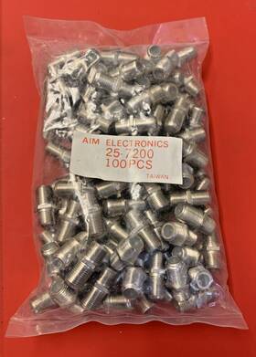25-7200 Aim Electronics 100 Pack F-81 Coax Cable Barrel Coupler Adapter Rg6 Rg59 Connector F Female Cctv