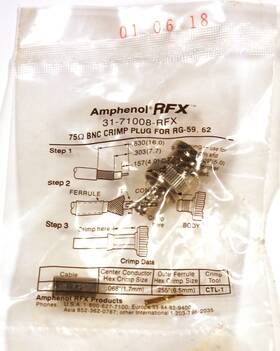 31-71008-rfx Amphenol 15 Bnc Crimp Plugs New 75 Rg-59/rg-62 Lot