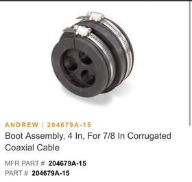 204679a-15 Andrew Type 4 Inch Entry Boot Assembly 3- 7/8 204679a-15 Andrew Type 4 Inch Entry Boot Assembly 3- 7/8