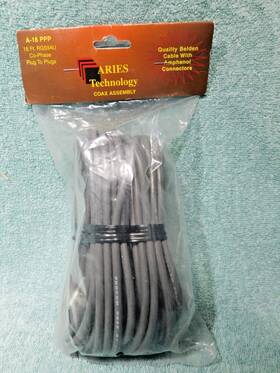 Aries / Workman 004680185552 18ft Co-phase Rg59 Belden Coax Cable Pl259 On All Ends For Dual Cb Antennas