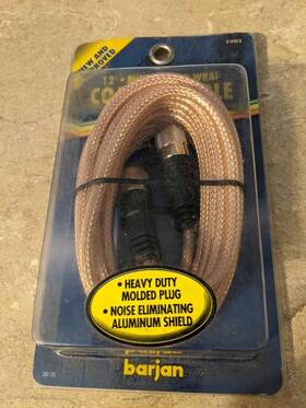 300-12c Barjan 12ft Plug To Coaxial Cable Item Mini 8 Clear Wrap