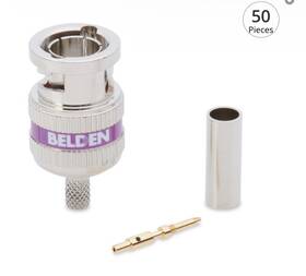 4855rbuhd3 Belden 50 Pack Bnc Broadcast Connectors 3-piece Crimp Mini Rg59 6 Ghz