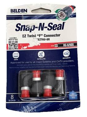 Belden 845671004304 Snap-n-seal Connectors Rg6/6qs Set Of 8 New Sealed