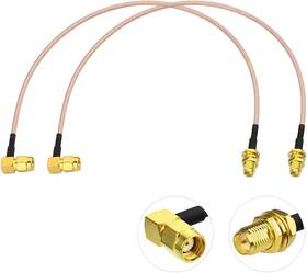 Bfn00431 Bingfu Wifi Antenna Extension Cable 2-pack Rp-sma Male Right Angle To