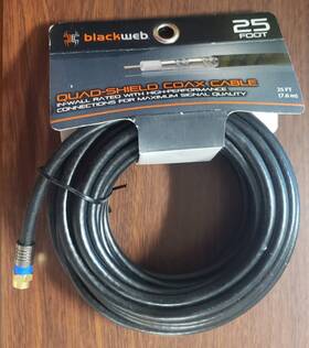 Bwa17av006 Blackweb 25ft Quad-shield Rg6 Coax Cable In-wall Gold Tv Satellite Bwa17av006 Blackweb 25ft Quad-shield Rg6 Coax Cable In-wall Gold Tv Satellite