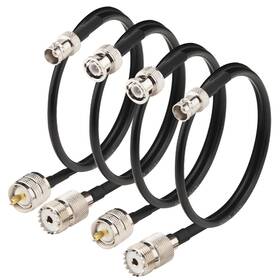 Boobrie Yx00007007 Upgraded 4pcs Bnc To Uhf Cable 1.64ft Kit Pl259 So239 Extension Cb