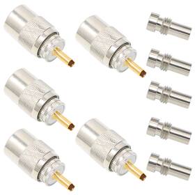 Pl259 Branded01 744759326102 Coax Connectors 5 Pack Pl 259 Uhf Male Solder Connector Plug With Reducer Pl259 Branded01 744759326102 Coax Connectors 5 Pack Pl 259 Uhf Male Solder Connector Plug With Reducer