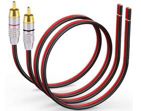 Bukeer Le-08659 2 Pack Speaker Bare Wire Cables To Rca Plugs 1ft Black And Red