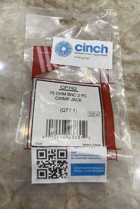 Cp-79-2 Cinch Aim Cambridge Cp792 75 Ohm Bnc 2 Piece Crimp Female Lot Of 42 Cp-79-2 Cinch Aim Cambridge Cp792 75 Ohm Bnc 2 Piece Crimp Female Lot Of 42
