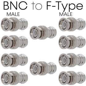 Cmple 1155-ab 10 Pcs Bnc To F-type Adapter Coaxial Cable Connectors Type F Converter Coupler