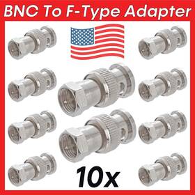 1155-as Cmple 10 Pack Bnc Plug To F-type Adapter Coaxial F Connector Converter