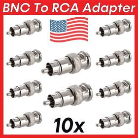 1159-as Cmple 10 Pack Bnc Plug To Rca Adapter Coaxial M Connector Converter
