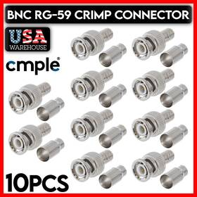 1161-zs Cmple Bnc Connector Crimp-on Plug For Rg59 Coax Coaxial Cable Cctv Camera 10 Pcs