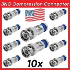 1170-as Cmple 10 Pack Bnc Compression Connector For Rg59 Coaxial Cable 360 Radial