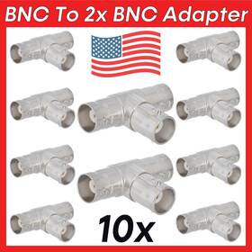 1174-as Cmple 10 Pack Bnc Jack To Dual Jacks Adapter Coaxial 2-way Female Splitter Coupler