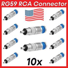 1182-as Cmple 10 Pack Rca Compression Connector For Rg59 Coaxial Cable 360 Radial