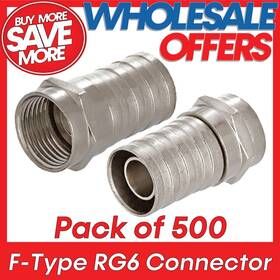 1188-ab Cmple 500 Pcs F-type Crimp On Connectors Plug Male Rg6 Coaxial Cable F Connector