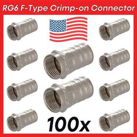 Cmple 1188-as 100 Pack F-type Connector Crimp-on Plug For Rg6 Coaxial Cable Antenna Satellite
