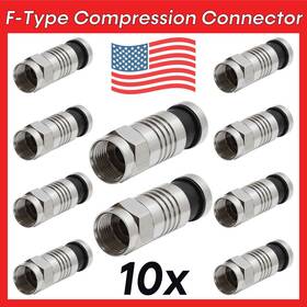 1189-as Cmple 10 Pack F-type Compression Connector For Rg6 Coax Cable 360 Radial