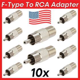 1194-as Cmple 10 Pack F Jack To Rca Plug Adapter M F-type Connector Coaxial Converter