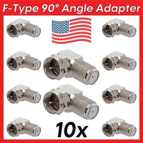 1196-as Cmple 10 Pack F-type 90 Angle Adapter F Male Plug To Female Jack Connector Converter