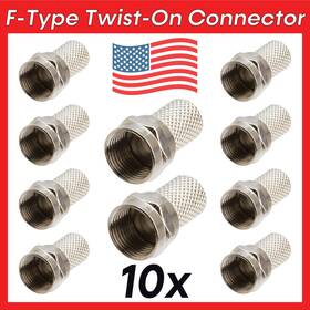 1199-as Cmple 10 Pack F-type Connector For Rg6 Cable Twist-on Type Satellite Antenna Plug Cctv