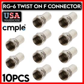 1199-zs Cmple 10 Pcs F-type Connector Twist On Male Plug For Rg-6 Coax Coaxial Cable Tv Antena
