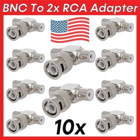270-as Cmple 10 Pack Bnc Plug To Two Rca Jack Splitter Coax Cable Adapter Connector Converter