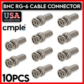 285-zs Cmple 10 Pcs Bnc Connector Twist On Male Plug For Rg-6 Coax Coaxial Cable Cctv Camera