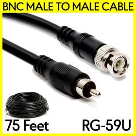 455-cf Cmple 75 Feet Bnc Plug To Rca Cable Rg59u Cctv Camera Coax Cord 75ohm Dvr Adapter