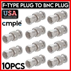 Cmple 619162001000 10 Pcs Bnc To F-type Coax Adapter Plug F Connector Coaxial Converter