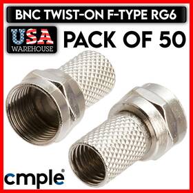 Cmple 619162001734 50 Pack Twist-on Rg6 F-type Coaxial Cable Connector Cctv Satellite Antenna Plug Cmple 619162001734 50 Pack Twist-on Rg6 F-type Coaxial Cable Connector Cctv Satellite Antenna Plug