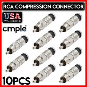 Cmple 619162003349 10pcs Rca Connector Compression Type Male Plug For Rg-6 Coax Coaxial Cable