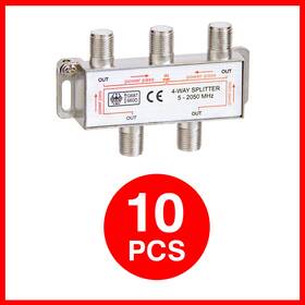 Cmple 619162019142 10 X 4 Way F Type Splitter 5-2050mhz Hdtv Rg6 Coaxial Cable Adapter