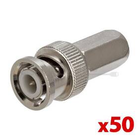 Rg59 Cmple 619162019487 50 X Bnc Twist-on Connector Adapter Male Rg6 Coax Cables Dvr Cctv Camera