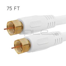 Cmple 619162020063 75 Feet Rg6 Cable F-type Coaxial Satellite Cord 18awg Cl2 Rated Ohm White