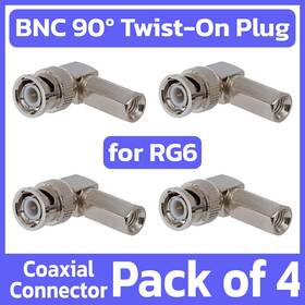 Cmple 619162048616 4 Pack Bnc Twist On Connector 90 Degree Right Angle Rg6 Coaxial Cable End Plug Cmple 619162048616 4 Pack Bnc Twist On Connector 90 Degree Right Angle Rg6 Coaxial Cable End Plug