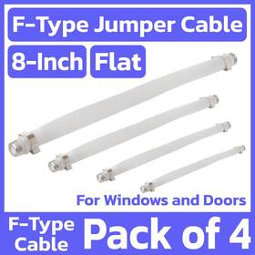 Cmple 619162049996 4 Pack 8 Inch F-type Coaxial Cable Jumper Flat Coax Connector Cord For Windows Doors