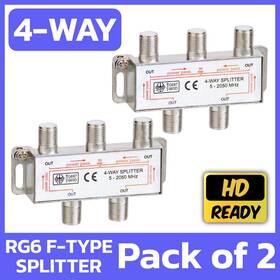 Rg59 Cmple 619162051272 2 Pack 4-way F-type Coaxial Splitter Satellite Cable Coupler Rg6 5-2050 Mhz