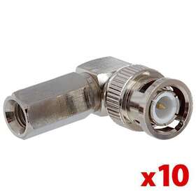 Cmple A-1157 10 X Right Angle Bnc Compression Connector Male Clamp For Rg 6 Coax Cctv Cable