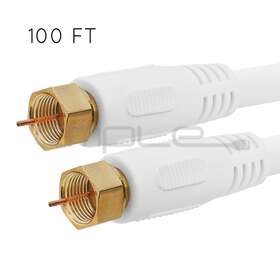 A-391 Cmple 100 Feet F-type Rg6 Cable Coaxial Satellite Cord 18awg Cl2 Rated White Shielded A-391 Cmple 100 Feet F-type Rg6 Cable Coaxial Satellite Cord 18awg Cl2 Rated White Shielded