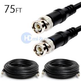 Hd-422 Cmple 2x 75ft Bnc Male To M/m Rg59 U Coaxial Cable 75ohm 75 Ft