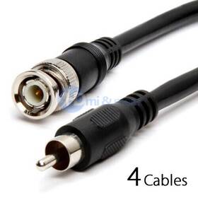 Hd-455 Cmple 4x 75 Ft Bnc To Rca Male Cable Rg59u Coaxial 75ohm
