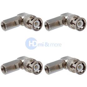 N-hd-1158 Cmple F Type Female To Bnc Male Coax Connector Adapter Cctv Rg59 Right Angle- Lot Of 4