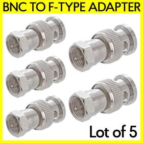 S-1155 Cmple 5 Pack Bnc Plug To F-type Adapter Coax Coaxial Cable Connector Converter