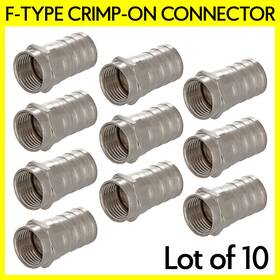 S-1188 Cmple 100pcs F-type Crimp-on Plug Connector For Rg6 Coaxial Cable Tv Antenna Satellite