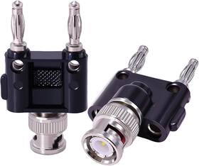 Cnario 705353636431 2pcs Bnc Male To Dual Banana Plug Binding Post Coax Coaxial Splitter