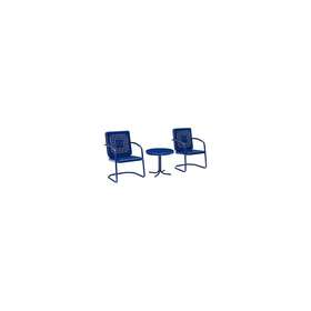 Ko10019nv Crosley Bates 3pc Outdoor Metal Chair Set Navy Gloss/white Satin - Side Table & Ko10019nv Crosley Bates 3pc Outdoor Metal Chair Set Navy Gloss/white Satin - Side Table &