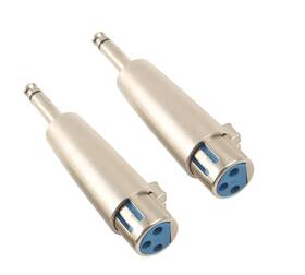 Devinal 734010976115 6.35mm Mono To 3 Pin Xlr Female Adapter 2 Pack Stereo Microphone Connector