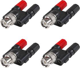 Diann 687117702197 4pcs Bnc Male Plug To 2x 4mm Dual Banana Female Connector Adapt